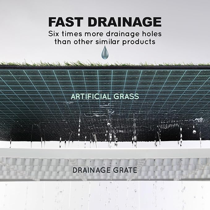 HQ4us Dog Grass Pad with Tray Medium 31”×21” Dog Litter Box Toilet with 2×Artificial Grass for Dogs with Hemmed Edge, Pee Pads for Dogs, Realistic, Less Stink, Potty for Balcony