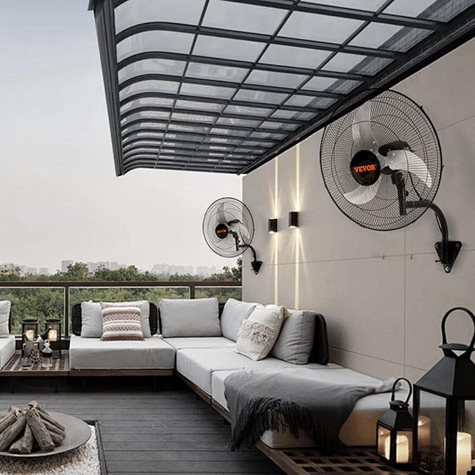 VEVOR Wall Mount Fan, 2 PCS 18 inch Oscillating, 3-speed High Velocity Max. 4000 CFM Industrial Wall Fan for Indoor, Commercial, Residential, Warehouse, Greenhouse, Workshop, Basement, Garage,Black