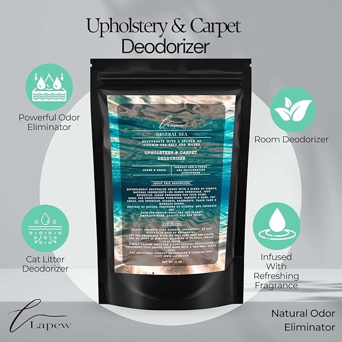 Mineral Sea Carpet Freshener Powder: Powerful Odor Eliminator for Home, Upholstery Deodorizer, Carpet Deodorizer, Pet Urine, Cat Litter Box - Mineral Sea Fragrance