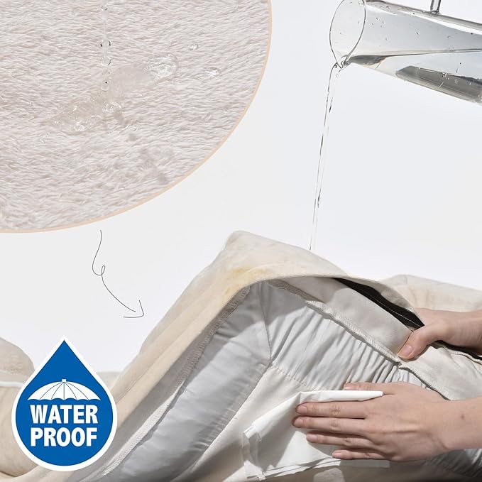 Comfort Expression Waterproof Dog Beds for Large Breed Dogs, Large Dog Beds Orthopedic Foam, Comfy Pet Bed Sofa with Washable Removable Cover & Non-Slip Bottom(Beige)