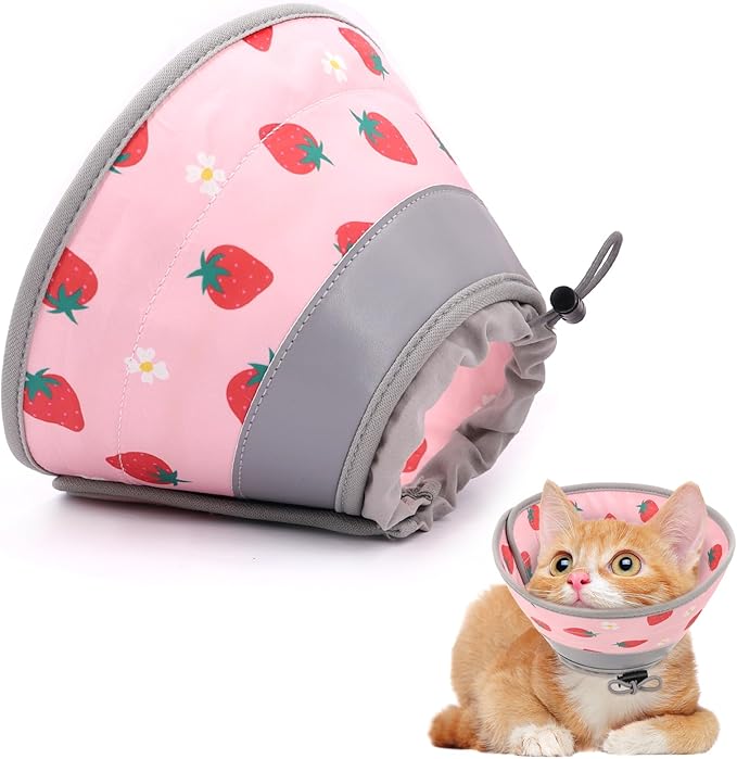 Cat Cone Collar Soft, Comfortable Cat Recovery Collar Pet Cone for Small Large Cats, Lightweight Elizabethan Collar for Cats Kittens After Surgery Prevent from Licking Wounds, Pink, M