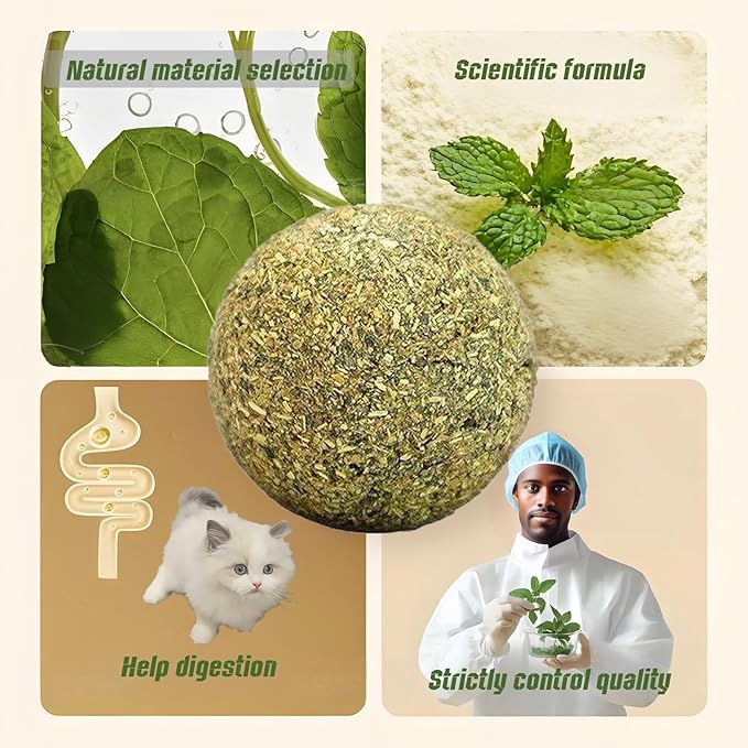 happylain 2 inches Diameter Catnip Ball - Catnip Balls for Cats, Interactive Cat Toy for Indoor Cats, Cat Nip Licking Balls