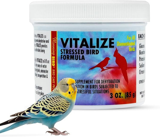 Morning Bird Vitalize, Supplement for Sick, Injured, or Stressed Caged Birds; Dehydration and Exhaustion Treatment for Parakeets, Cockatiels, Budgies, Finches, Canaries, and Parrots, 3 oz