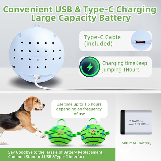 Interactive Dog Toys,Remote Control Dog Balls with Jumping, Rolling & Moving Functions - Includes a Vibrating Dog Ball and Durable Chew Fabric for Safe Play (7.1")