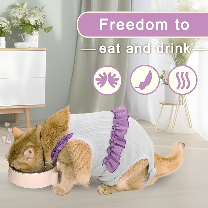Cat Recovery Suit,Kitten Onesie After Surgery,E-Collar Alternative for Abdominal Wound and Skin Diseases,Soft Breathable Bodysuit After Spay（Pink-l）