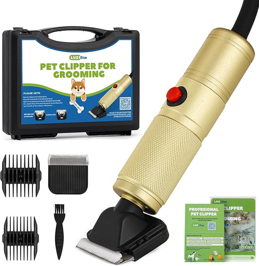 Pet Grooming Clippers 280W for Thick Heavy Coats, 2000-6000rpm Stepless Speed Control & 10ft Power Cord, Low Noise< 50db, Dog Trimmer Kit with Extra Detachable Blade (280W)