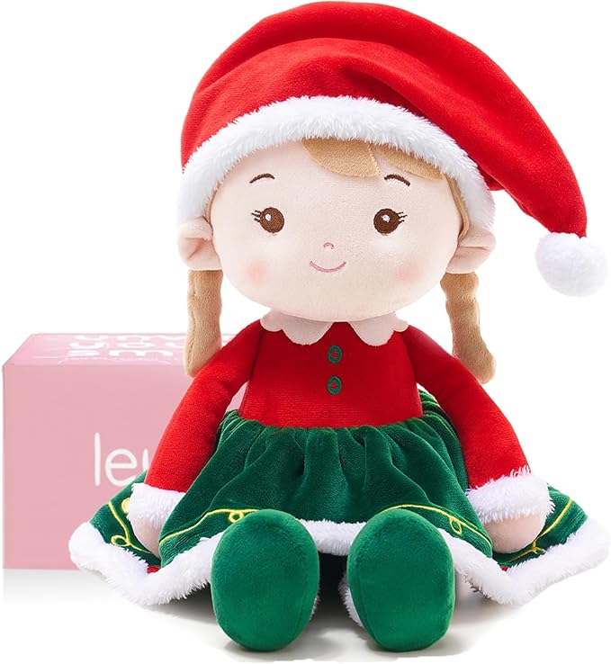 Soft Baby Doll Toys for Girls (16''), My First Christmas Dolls, Baby Rag Doll Plush Toys for Toddler Kids Infants -Christmas Special - Natalie The Elf