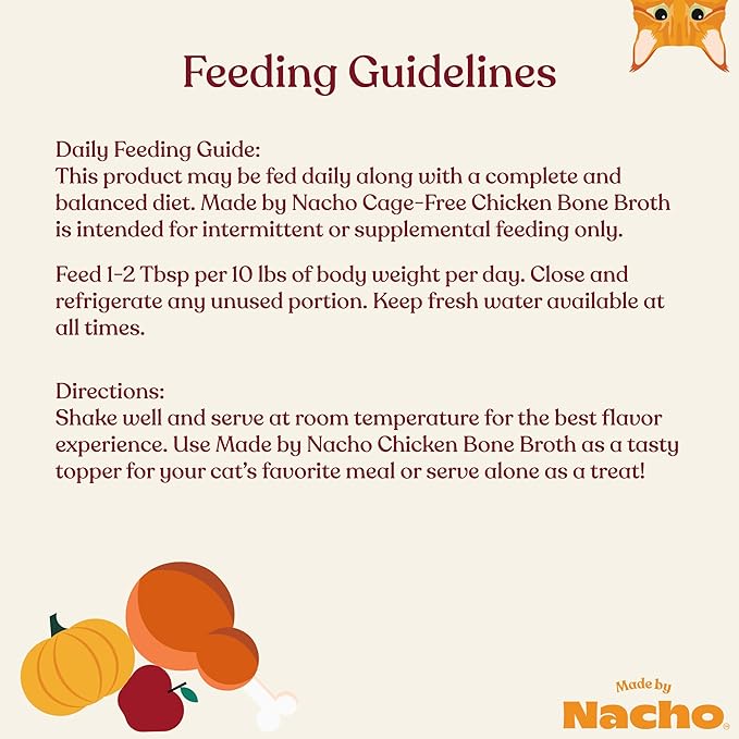 Made by Nacho Bone Broth Cat Food Topper for Hydration and Picky Eaters - Add Protein and Flavor to Your Dry Cat Food – Supports Optimal Nutrition, Digestion, Skin & Coat 11 oz. (Pack of 4), Turkey