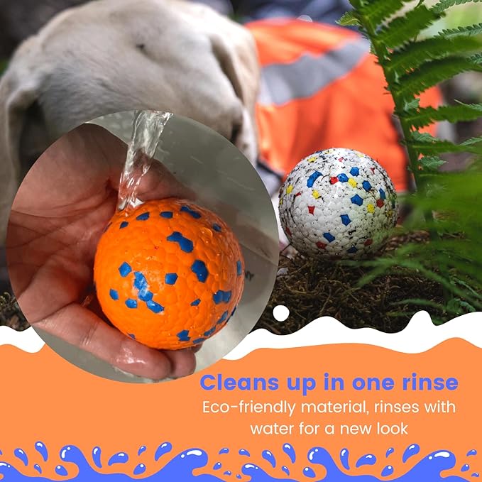 Tough Dog Toys for Aggressive Chewers & Teething Puppies, Bouncy Balls for Medium Dogs, Durable Pet Toys, Floating Dog Balls for Water Play (Orange-Blue-Set)
