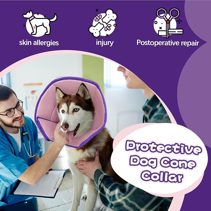 Dog Cone for Large Dogs After Surgery, Soft Dog Cone Collar for Dogs to Stop Licking, Adjustable Comfy E-Collar Alternative Lightweight Post-Surgery Recovery Elizabethan Collar for Pet
