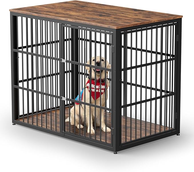 48'' XXL Dog Crate Furniture with 3 Doors,Wooden Crate End Table Heavy Duty Indoor Combination Cage for Medium to Large Dogs, Multiple Units Can be Combined