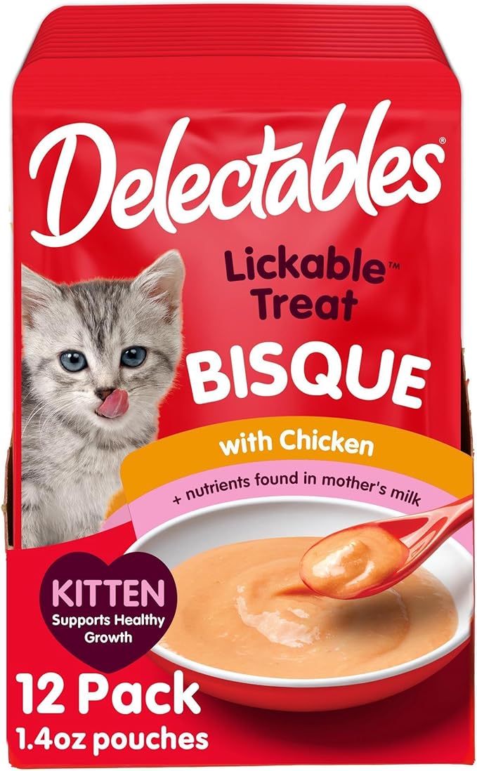 Delectables Bisque Kitten Lickable Wet Cat Treats - Tuna & Chicken (pack of 12) ( Packaging May Vary )