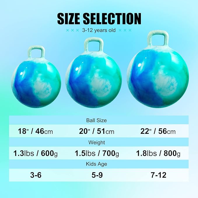 INPODAK Hopper Ball 18 Inch Bouncy Ball with Handle for Kids, Hippity Hop Jumping Hopping Toy for Boys Girls Ages 3-6 with Pump and Gift Box Great Gift for Birthday Holiday
