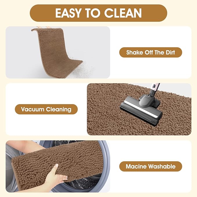 IM HOME 4 Pieces Muddy Door Mats for Dogs, Chenille Absorbent Pet Mats, Quick Dry, Trap Dirt Non Slip Heavy Indoor Doormat Soft Dog Bed Mat Front Inside Door Mat for Indoor Outdoor Entrance,Camel