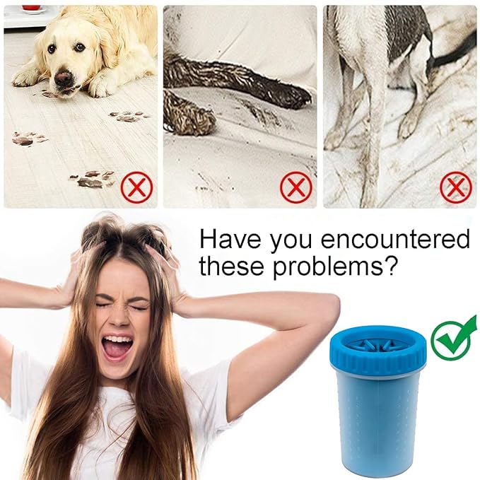 2 Pack Portable Dog Paw Cleaner, Washer, Buddy Muddy Pet Foot Cleaner for Medium Breed Dogs and Cats, Blue