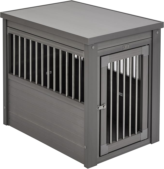 New Age Pet ECOFLEX Dog Crate End Table - Furniture-Style Pet Crate for Crate Trained Dogs - Stainless Steel Tubing & a Latched Closure - 10 Year Manufacturer's Warranty, Medium