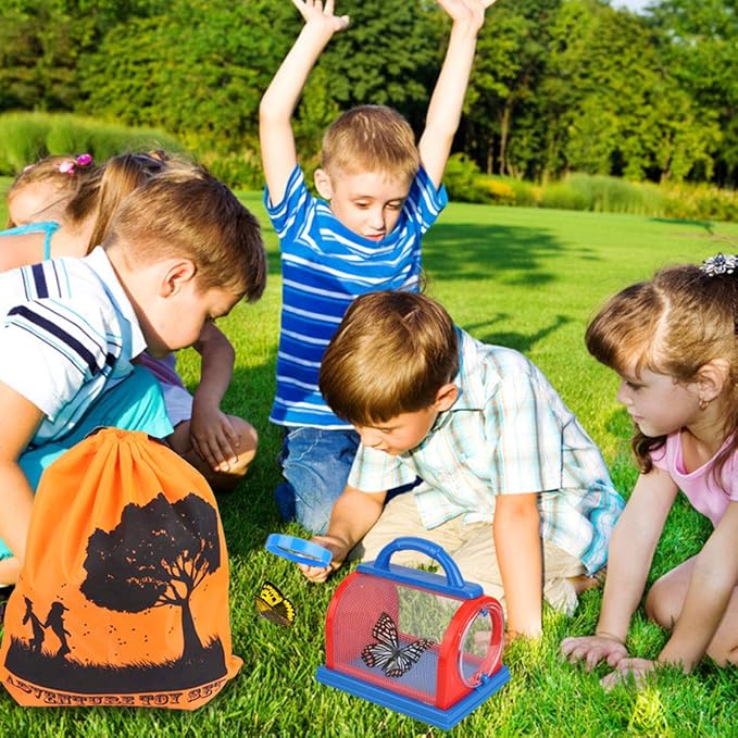 ESSENSON Outdoor Explorer Kit & Bug Catcher Kit with Binoculars, Compass, Magnifying Glass, Critter Case and Butterfly Net Great Toys Kids Gift for Boys & Girls Age 3-12 Year Old Camping Hiking