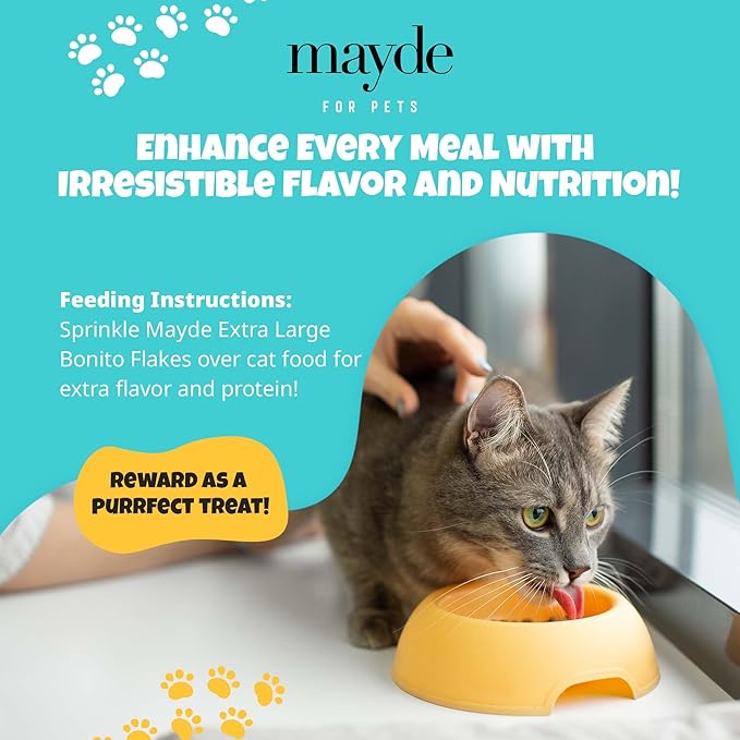 Mayde Bonito Flakes for Cats & Dogs, All-Natural High-Protein Treats, Extra Large 4oz Bag, 3-Pack