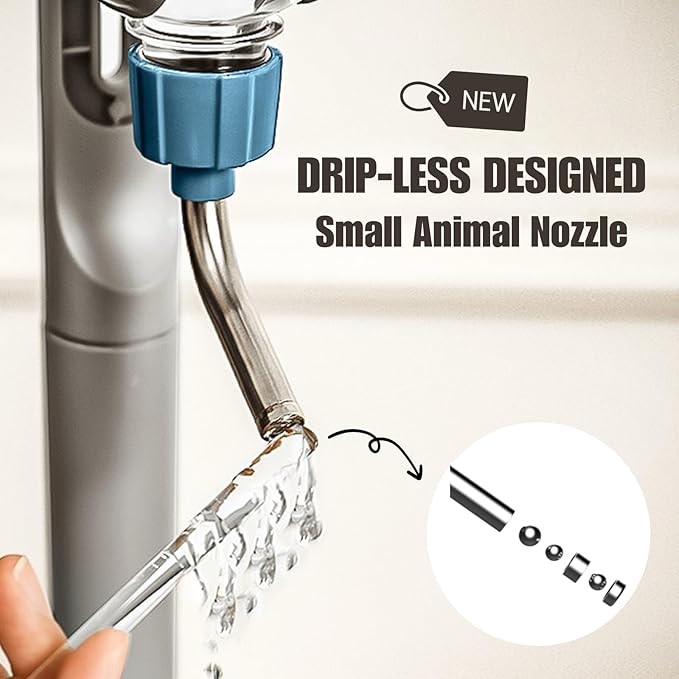 Pet Water Bottle for Cage Crate 26oz Non-Drip Water Dispenser for Small Animal Rabbit Bunny Guinea Pig Chinchilla Ferret Squirrel Hedgehog (Blue, 26oz)