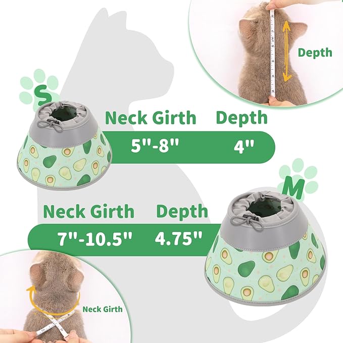 Cat Cone Collar Soft, Comfortable Cat Recovery Collar Pet Cone for Small Large Cats, Lightweight Elizabethan Collar for Cats Kittens After Surgery Prevent from Licking Wounds, Green, M