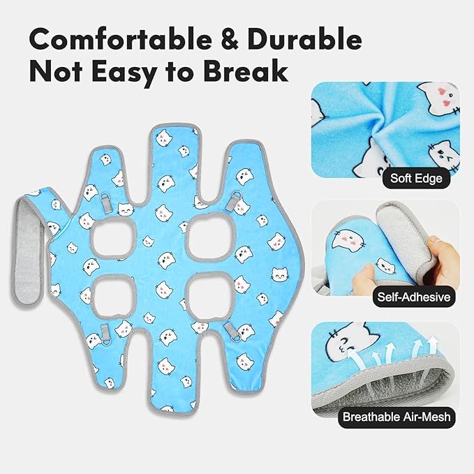 Supet Cat Grooming Hammock, Self-Adherent Cat Wrap for Cutting Nails, Anti-Escape Calming Wrap for Medicine, Nail Clipping, Teeth Brushing, Ear Cleaning