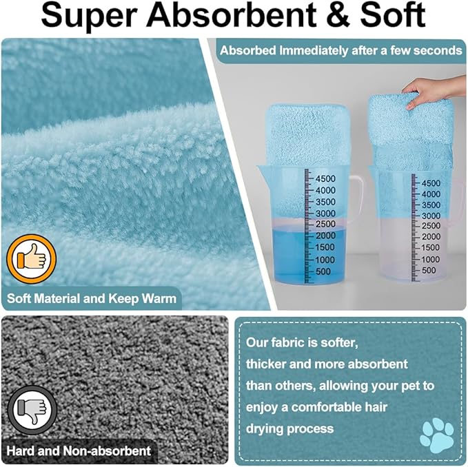 Giant Dog Bath Bubble, Quick Drying Super Absorbent Used for After Bathing, Warm Dog Towels, Adjustable Hoodies and Belts for Pet Dogs Bath Clothes Products (Blue, 6XL)