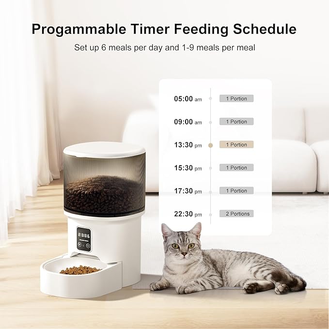 Darlipet Automatic cat Feeder,4L Auto cat Feeder,Programmable Meal & Portions,Freshness Protection, Automatic Cat Food Dispenser for Cats & Dogs, Back-up Battery, Easy to Set up & Clean