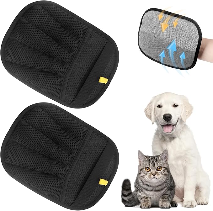 Pet Hair Remover Gloves,Electrostatic Removal for Pet Hair,Reusable Cat & Dog Grooming Gloves for Clothing/Couch/Furniture/Carpet/Car Seat(2Pcs)
