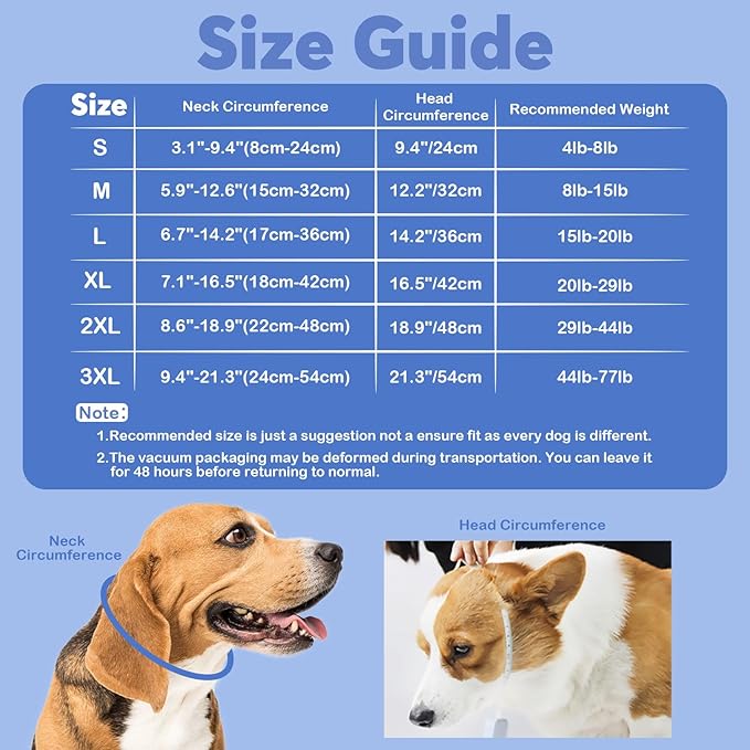 IDOMIK Dog Recovery Collar, Waterproof Soft Dog Cone After Surgery, Comfy Protective Elizabethan Collar Alternative for Dogs Cats, Adjustable Pet Neck Donut Cone Anti-Licking Biting Wounds,Navy,L