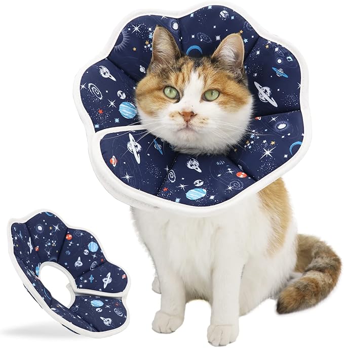 Soft Cat Cone, Adjustable Pet Recovery Collar After Surgery to Prevent Licking Wound, Protective Cat Neck Cone, Comfortable Pet Elizabethan Collar for Cats Kittens and Puppies (Large)
