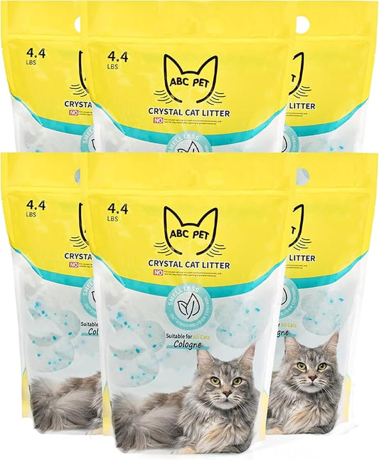 Cat Litter Crystals No Clumping Odor Control Kitty Litter Non-Clumping No scooping Low Dust, Low Tracking, Dehydrates Waste Cologne - 25.8 lbs (6 x 4.3 lb Packs)