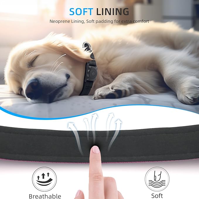 Upgraded AirTag Dog Collar, IP68 Waterproof Air Tag Dog Collar Holder, Reflective, Ultra-Durable, Comfortable Padded, Heavy Duty Dog Collars for Small Medium Large Dogs (XS (10.25"-13"), Pink)