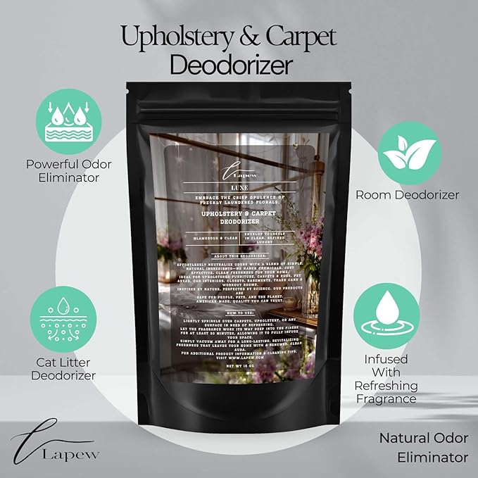 Luxe Carpet Freshener Powder: Powerful Odor Eliminator for Home, Upholstery Deodorizer, Carpet Deodorizer, Pet Urine, Cat Litter Box - Diva Fragrance