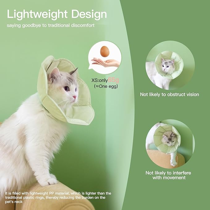 Touchdog Foldable Dog Cone Collar for Cats & Dogs - Adjustable Soft Recovery Collar with Waterproof PU Coating, Lightweight Design, 24.5cm/9.6in Wide Barrier (Green, S)