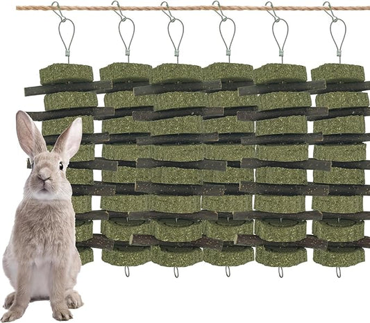 Rabbit Chew Toys for Teeth Grinding Bunny Treats 100% Natural Wood Timothy Grass Treats for Guinea Pigs Chinchillas Hamsters 6pcs