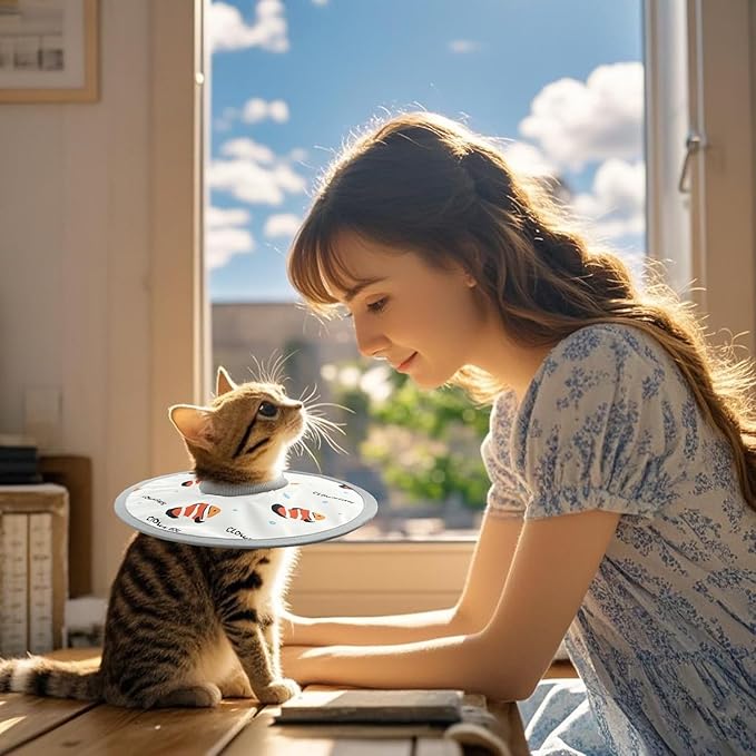 LOS ANDES Cat Recovery Collar, Adjustable Cat Protective Collar Alternative After Surgery, Protect Cat Neck Cones to Stop Licking Wound, Lightweight Elizabethan Collar for Kitten,Puppy