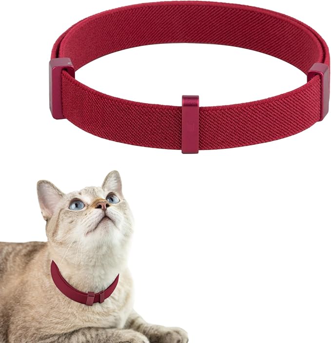 Safety Cat Collar Pro, Lightweight Elastic Release Non Breakaway Cat Collar Adjustable with Snap Fastener for Kitten All Small Large Cats, US IDA Gold Award (Burgundy, M 7.9-15.7")