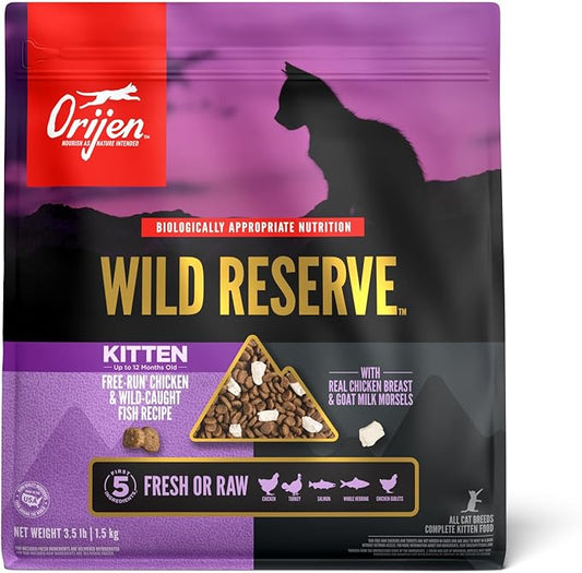 ORIJEN Wild Reserve Dry Cat Food Free-Run Chicken & Wild-Caught Fish Kitten Recipe 3.5lb Bag