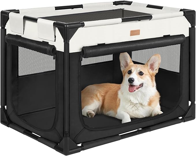 Dog Crate - Soft Pet Kennel for Dogs/Cats, 3-Door Breathable Travel Cage with Mesh Window, Portable Dog Kennel for Indoor & Outdoor，Black-M