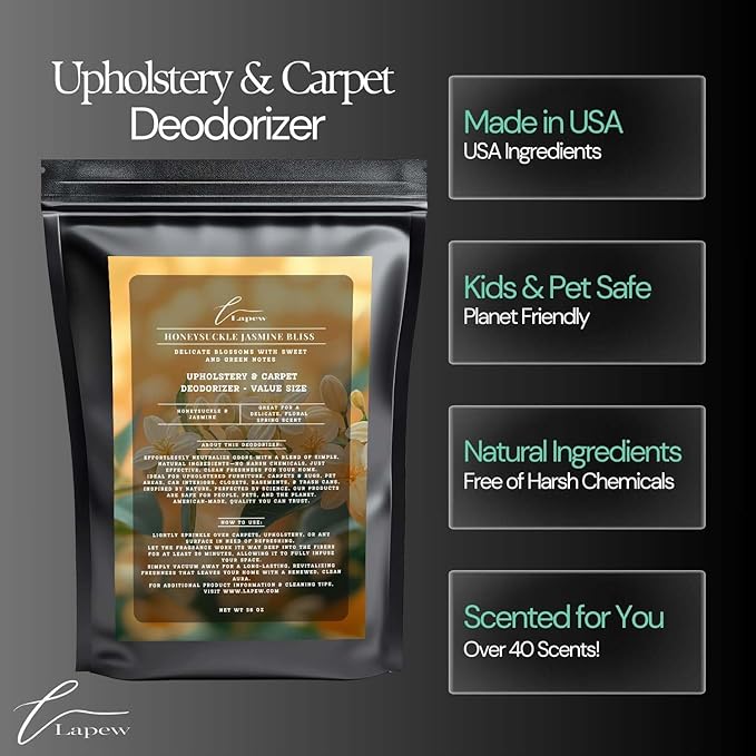 Honeysuckle Jasmine Bliss Carpet Freshener Powder Refill 36 oz | Powerful Odor Eliminator for Home | Upholstery Deodorizer | Carpet Deodorizer | Pet Urine | Cat Litter Box