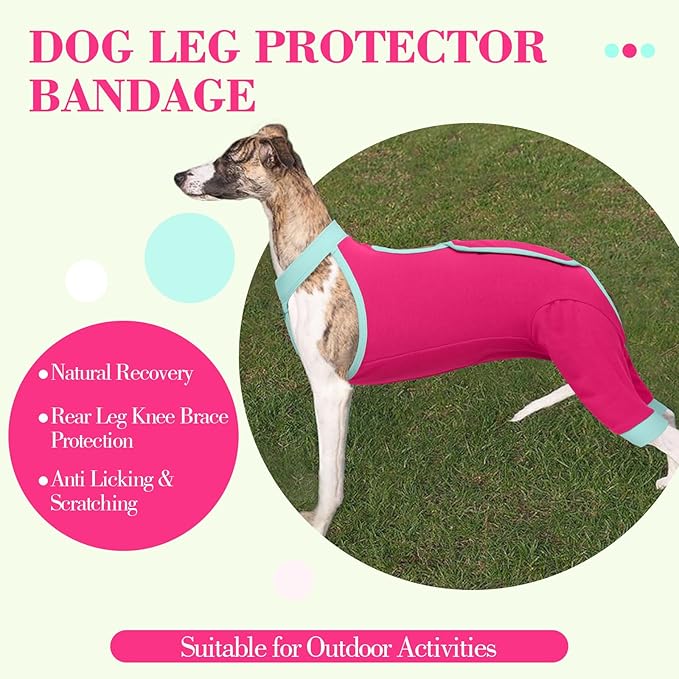 ROZKITCH Dog Surgery Leg Sleeve Rear Legs, Male Female Pet Prevent Licking Wound Elbow Knee Protector, Dog Recovery Suit Cone Collar Alternative Pants Shirt for Wound Heal Wrap Rosered 3XL