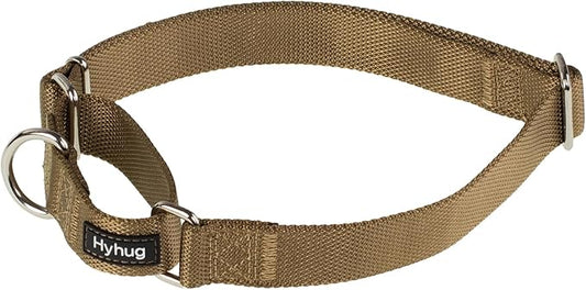 Hyhug Pets Premium Upgraded Heavy Duty Nylon Anti-Escape Martingale Collar for Boy and Girl Dogs Comfy and Safe - Professional Training, Daily Use Walking. (Army Yellow, Medium)
