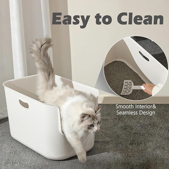 SpaceTime Extra Large Litter Box with High Sides,22.64"×14.76"×13.98" XL Multi Cat Litter Pan for Kitty,Cat Boxes for Indoor Cats,Jumbo Litter Boxes for Big Cats,Anti-Splashing,Easy to Clean