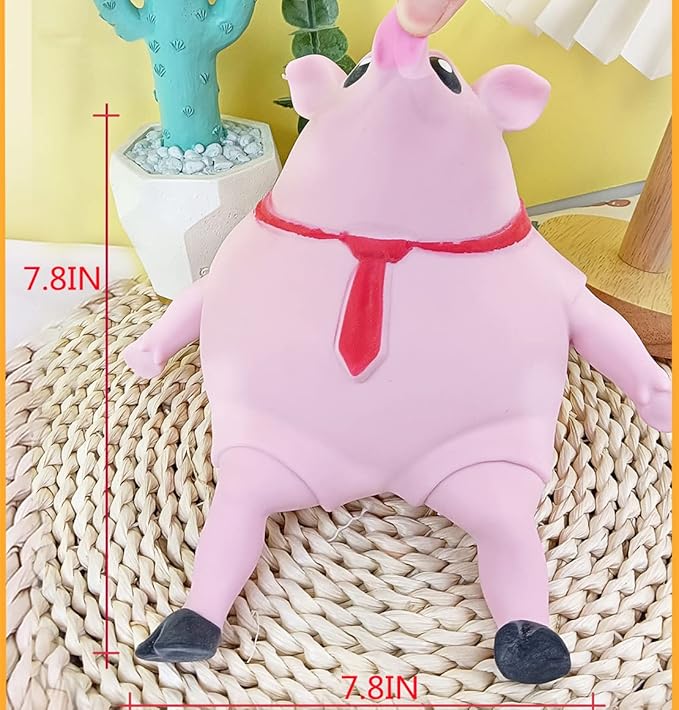 Stretchy Glue-Sand Filled Rubber Pig, Latex Piglet Soft Decompression Doll Toy, Animal High-Elastic Stretchable Decompression, Decompression Toy for Adults and Children (Pig-L)