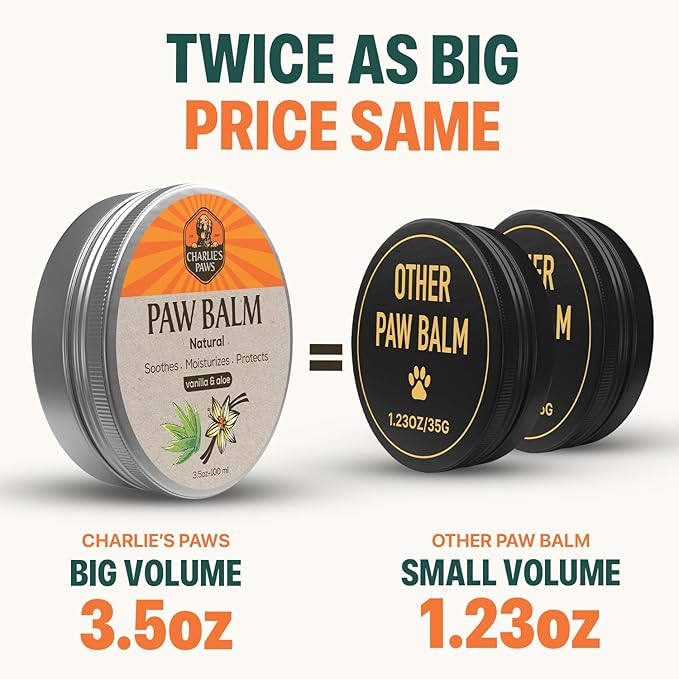 CHARLIE'S PAWS Paw Balm for Dog and Cat Paw Pad Balm Dog Nose Balm Cat Butter Paw Moisturizer Protect Dry Cracked Paw Foot Paw Elbows with 100% Natural Oil 3.5 Oz (Aloe & Vanilla)
