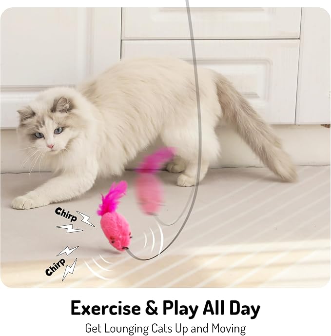 Hanging cat Toys mice with Squeaky Sound 3PCS, Retractable Teaser Toy, Interactive cat Toys for Indoor Bored Kitten Self Play Chase Exercise, Mental Physical Stimulation for All Breeds