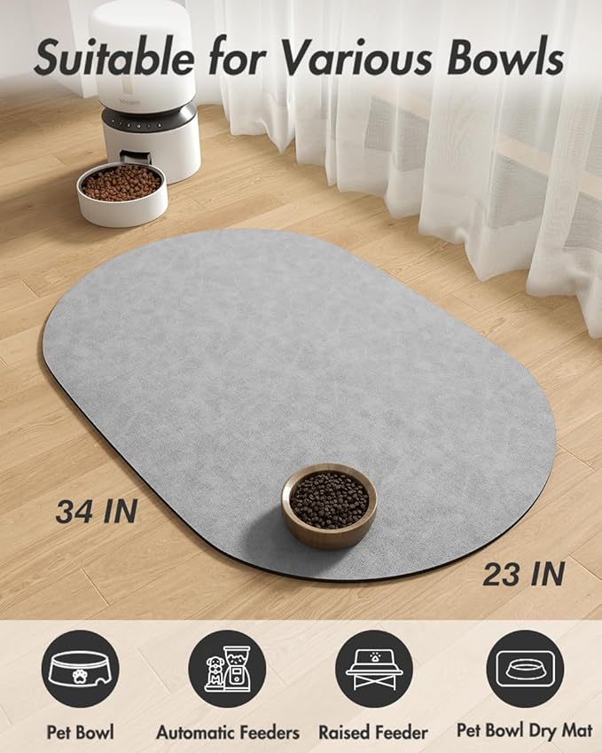 Absorbent Dog Food Mat-Dog Mat for Food and Water Bowl, Quick Dry Pet Food Mat, No Stains Cat Feeding mat, Pet Accessories Pet Supplies-Cat Water Bowl Mat for Messy Drinkers