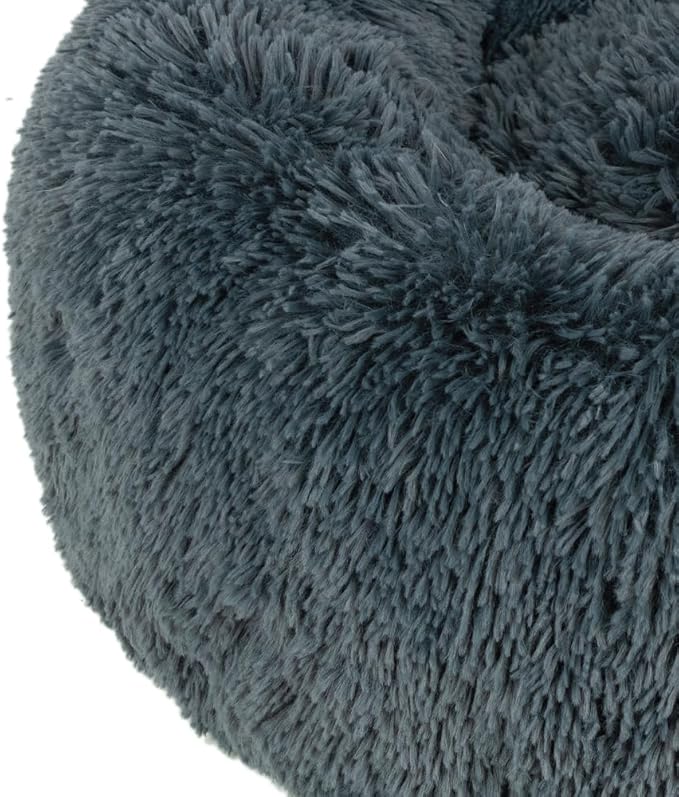 Best Pet Supplies Round Dog Bed with Reversible Pillow, Luxuriously Soft Machine Washable Dog Bed for Small and Medium Breeds - Dark Gray 26" x 22" x H:6.4"