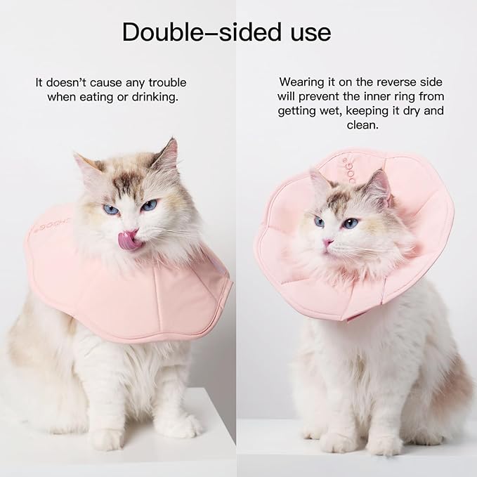 Touchdog Foldable Dog Cone Collar for Cats & Dogs - Adjustable Soft Recovery Collar with Waterproof PU Coating, Lightweight Design, 24.5cm/9.6in Wide Barrier (Pink, XL)