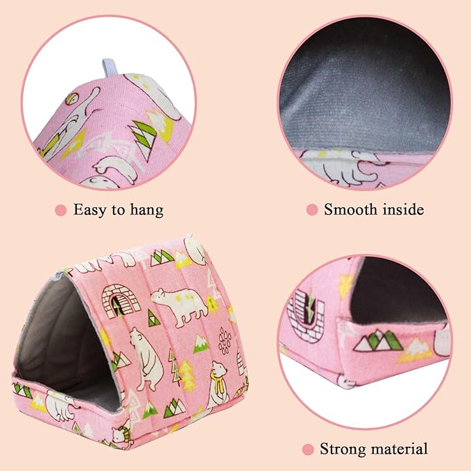 JSPYFITS 2 Pack Guinea Pig Hideout,Small Animal House Guinea Pig Bed Washable Cage Accessories for Small Pet Bunny/Rabbit/Hamster/Chinchilla Guinea Polar Bear Forest